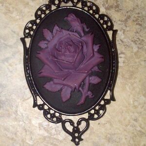 Dark Purple Black Rose Goth Steampunk Necklace NEW